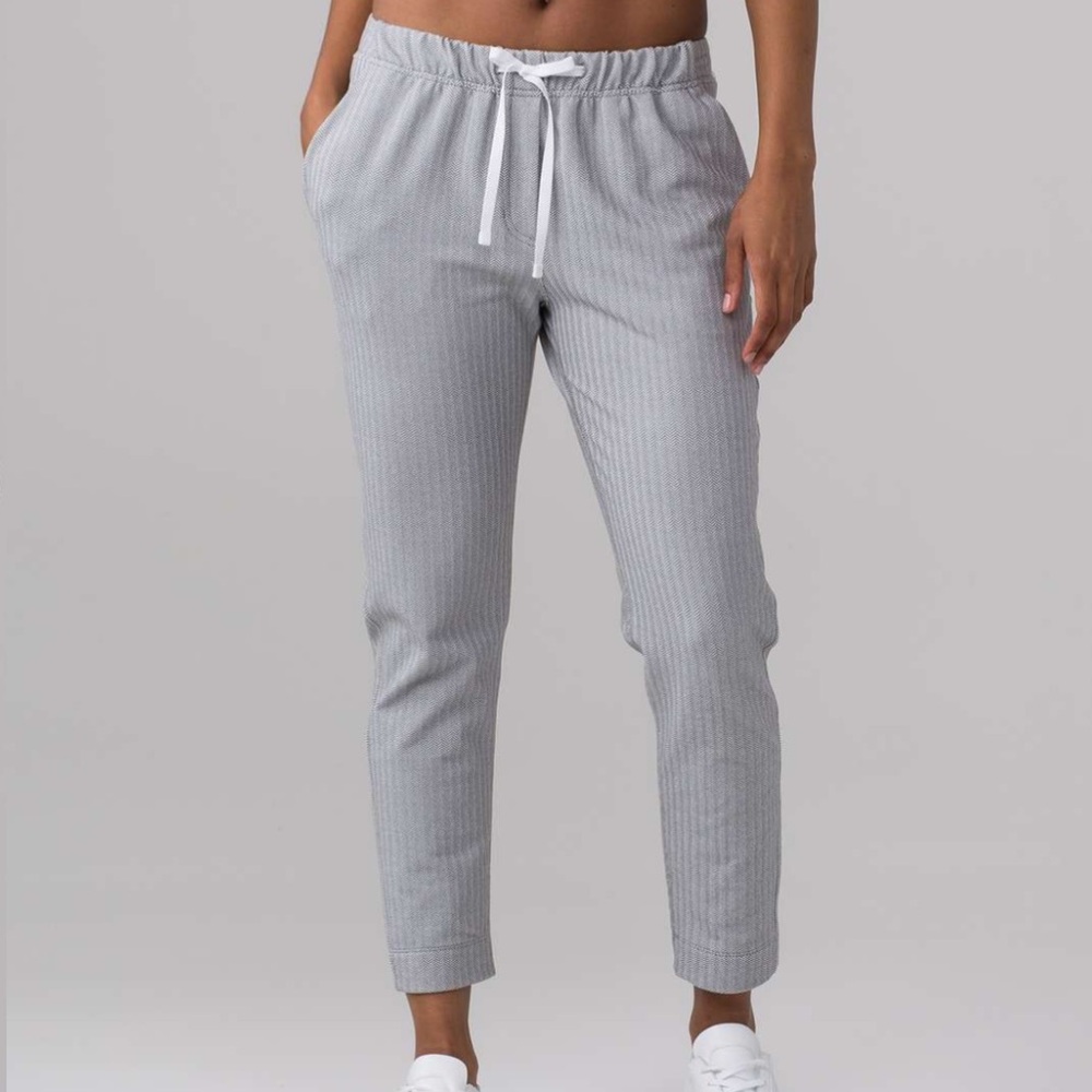 Lululemon Jet Crop (Slim) (Luon) Heathered Herringbone/White Slate
